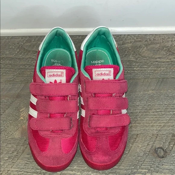 Adidas Dragon OG CF C Girls Sneakers Pink/White/Green Size 2 - Picture 5 of 10